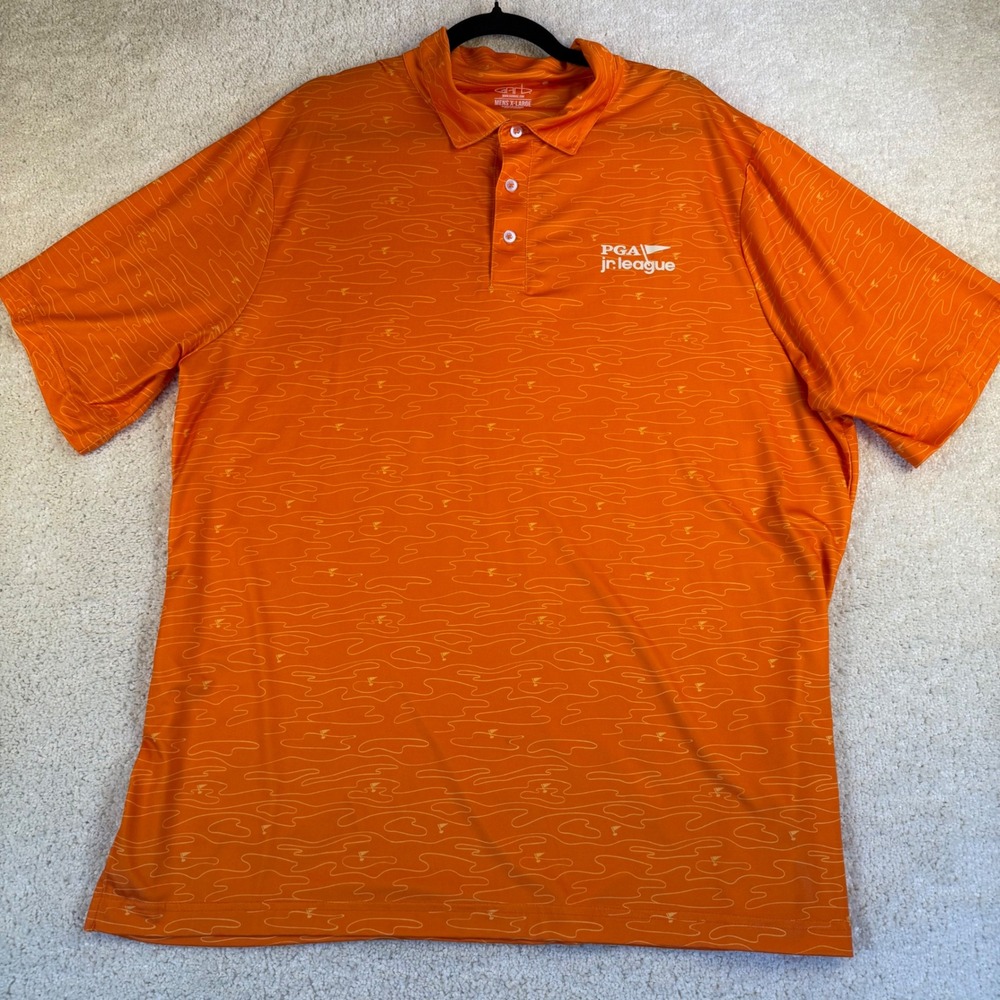GARB PGA Jr League‎ Jordan #4 Orange Golf Polo Shirt Mens XL